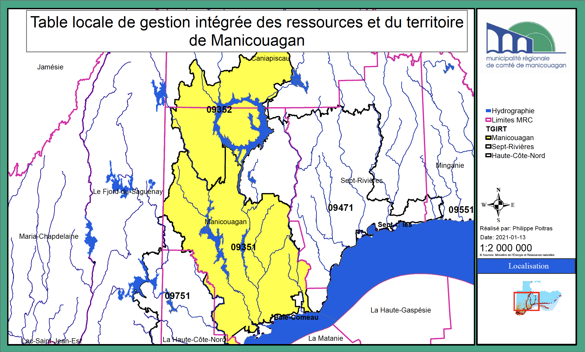 Carte territoire TGIRT Côte-Nord - Secteur MRC Manicouagan
